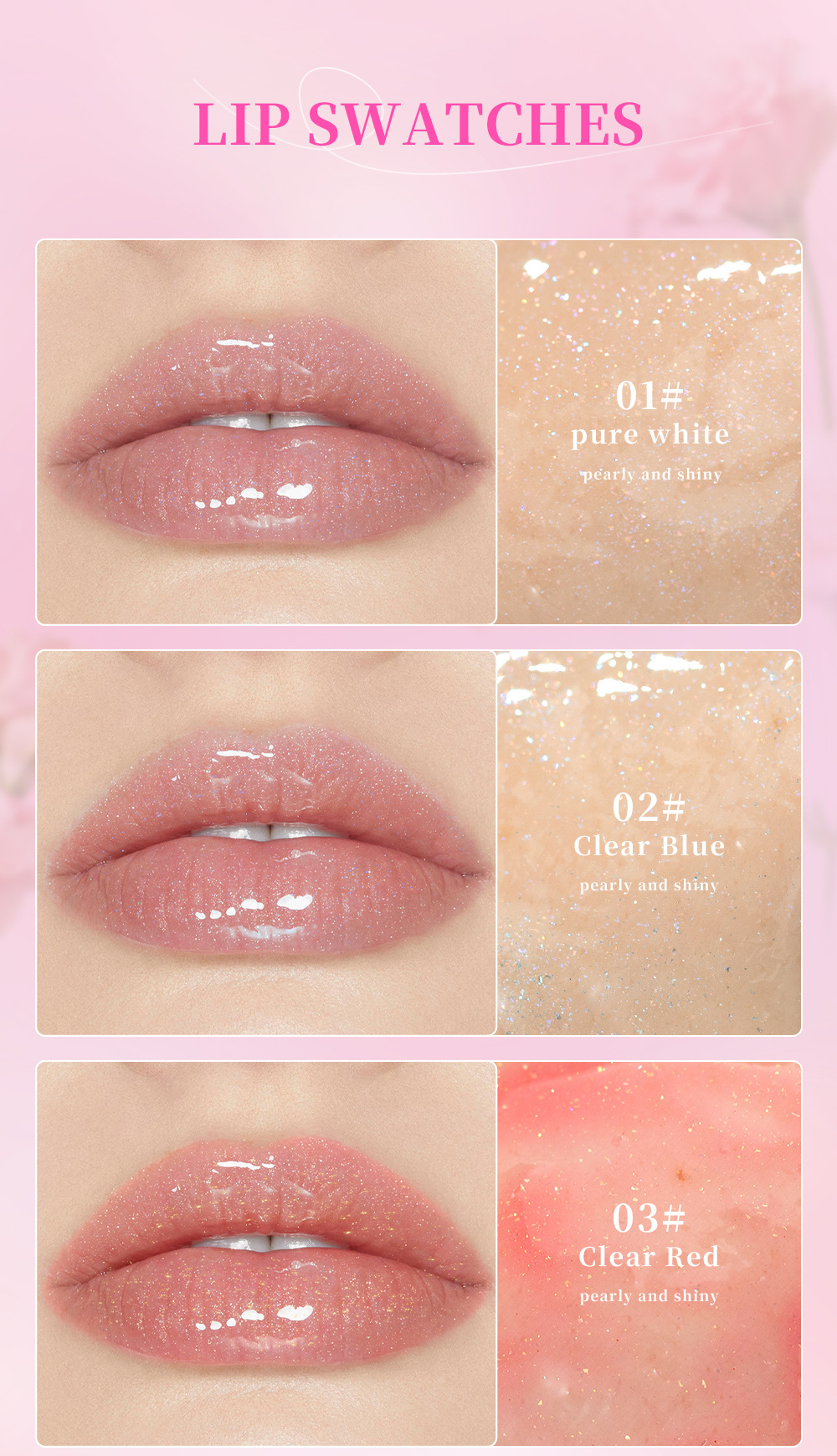 QIBEST Cross-border Mirror Pearlescent Lip Oil Moisturizes, hydrates, hydrates, softens, is transparent, natural and long-lasting, and prevents dry and chapping lips undefined