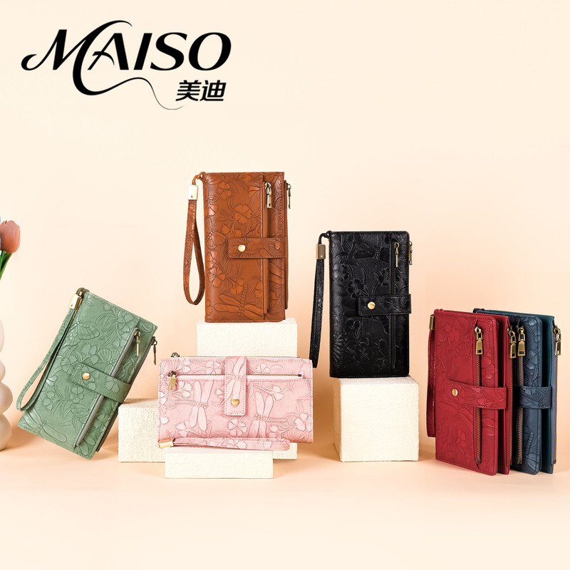 26 New Models of Rfid Wallets with Embossed Microfiber Leather, Women's Long Clutch Bag with Multiple Card Slots, Card Holder, and Id Holder