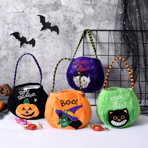 Halloween candy bag decoration portable pumpkin bag kindergarten children's candy scene layout gift bag cloth bag