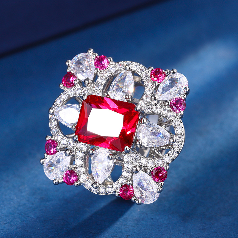 Zhuang Sheng joyas de cobre inferior chapado en oro de la joyería traje de simulación tesoro de color rectangular traje de diamante de color hembra piedra principal 8*10