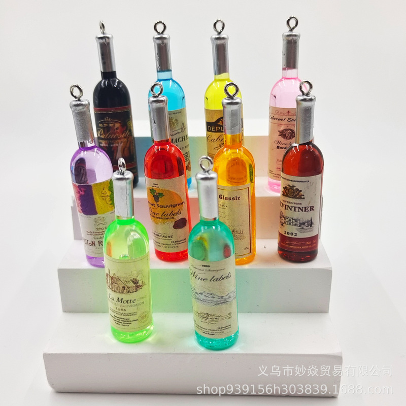 Japanese and Korean Realistic Three-Dimensional Mini Wine Bottle DIY Resin Pendant Accessories for Handmade Earrings, Necklaces, and Jewelry