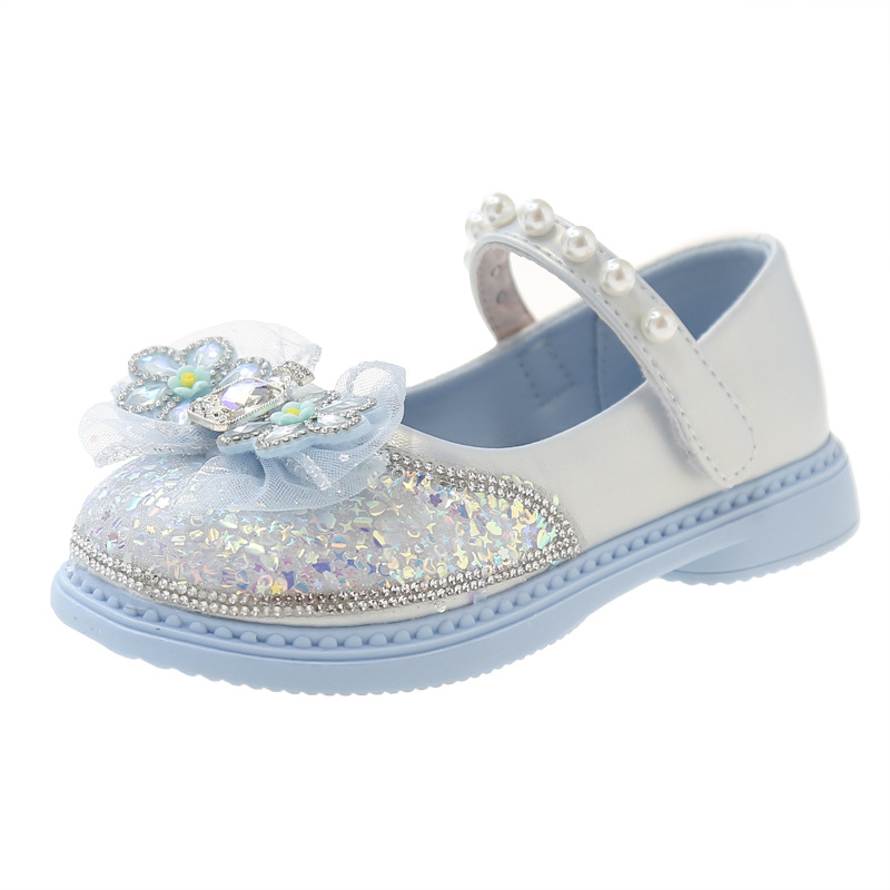 Zapatos de cuero de niñas princesa de niños zapatos de cristal de otoño 2025 nuevos zapatos casuales de niñas zapatos de espectáculo de diamantes de niñas