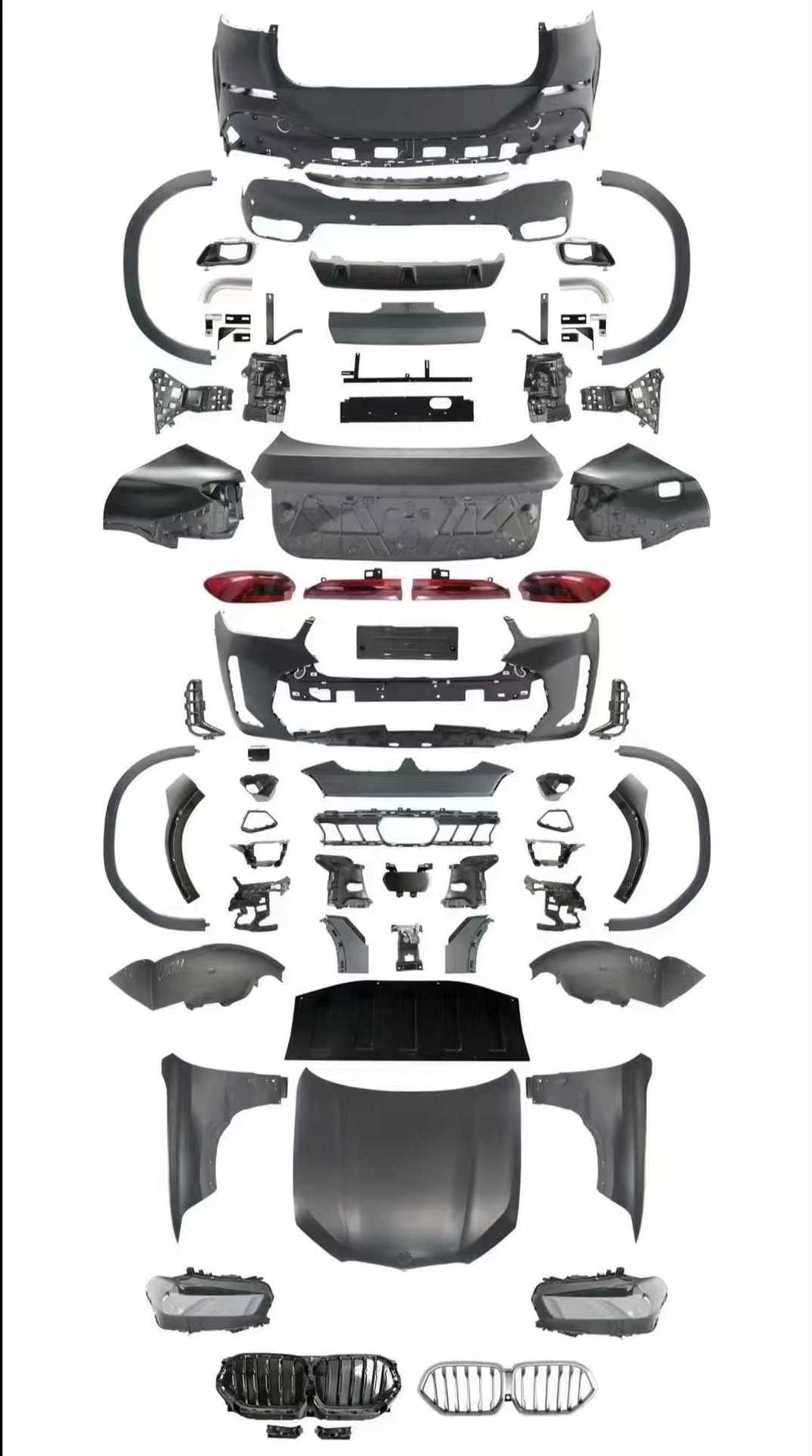 Suitable for Bmw X6 E71 Upgrade to New X6M Old-To-New Body Kit, Front and Rear Bumper Assembly, Four Exhaust Tips, Wheel Arches