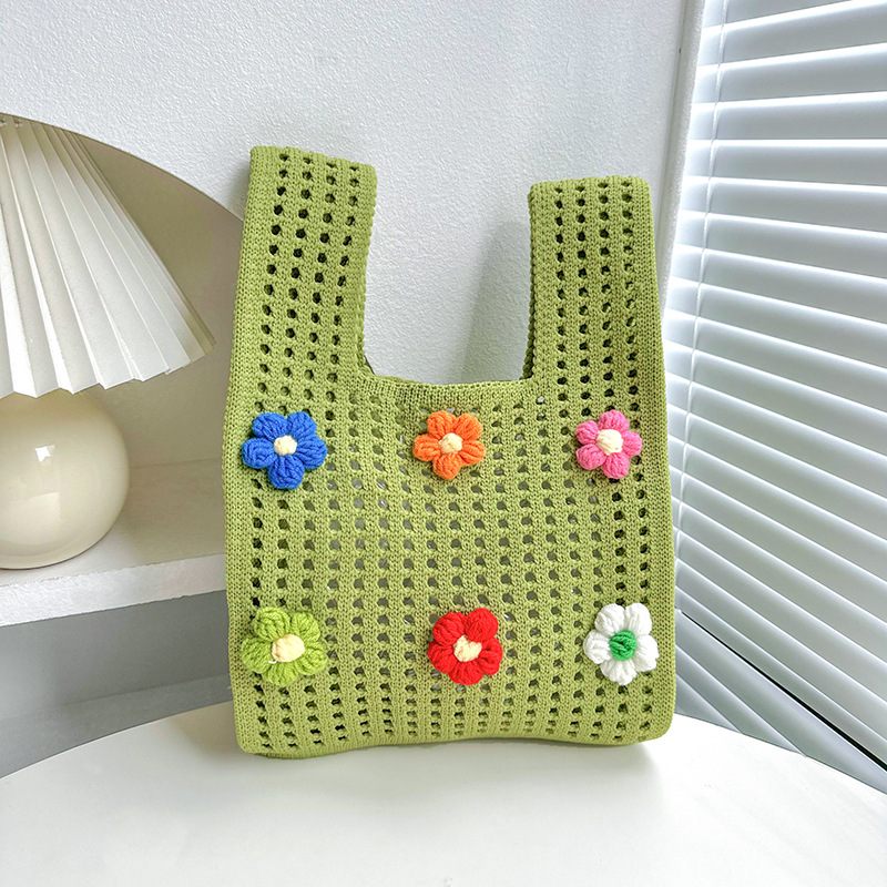 Nicho de diseño personalidad bolso ganchido para mujeres 2025 nuevo chaleco de flores bolso de jersey bolso de jersey versátil bolso