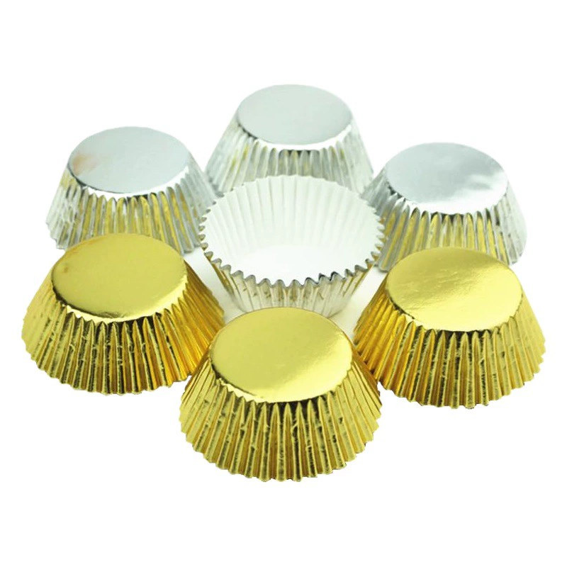 11 см Алюминиевая фольга торт бумажный стаканчик ПВХ в штучной упаковке снег Мэй Нян держатель для бумаги выпечки бумажный стаканчик Золото Серебро около 100