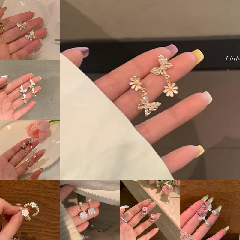 Fresh and Simple Butterfly Earrings for Women, Age-Reducing, Versatile, High-End Earrings, Niche Non-Pierced Ear Clips, Wholesale