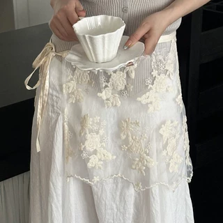 韩版小众设计感蕾丝花边绑带屁帘女春夏新款时尚百搭叠穿半身裙子