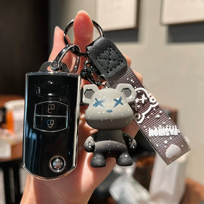 Ruiyi 368 buckle shell — Car key bag - mazda-c-folding-2-keys-single-shell-black-gray-violent-bear-pendant