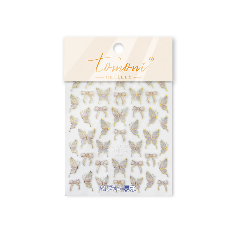Nueva pegatina de mariposa de uñas Shell Light Light Luxury Estilo premium Mariposa de media ala viene con pegamento adhesivo para la decoración de uñas