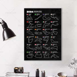 2024 年 F1赛道纹理黑色海报厂家批发高清喷绘海报跨境电商速卖通