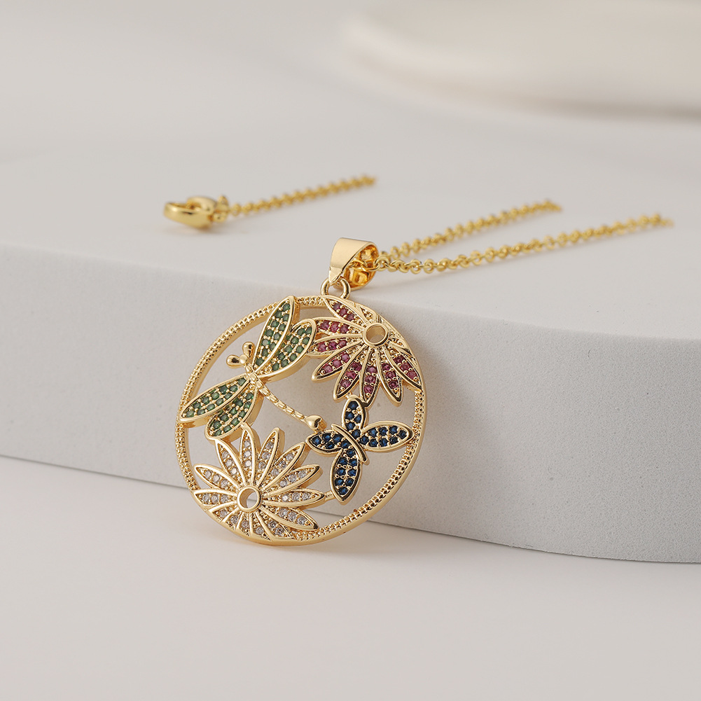 fashion dragonfly butterfly diamond pendent womenu0027s copper necklace