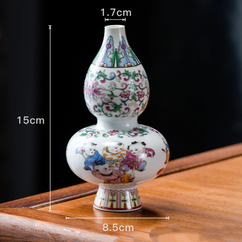 Vaso de escritorio de cerámica de porcelana pequeña boca mini hidroponía de flores retrógradas botellas de flores de porcelana