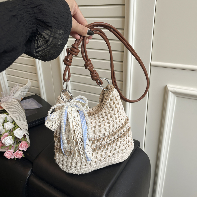 Beach Vacation Style Woven Bag for Women, Casual Straw Bag for the Seaside, Fashionable and Stylish White Shoulder Bag, Versatile Crossbody Bag Beach Vacation Style Woven Bag for Women, Casual Straw Bag for the Seaside, Fashionable and Stylish White Shoulder Bag, Versatile Crossbody Bag