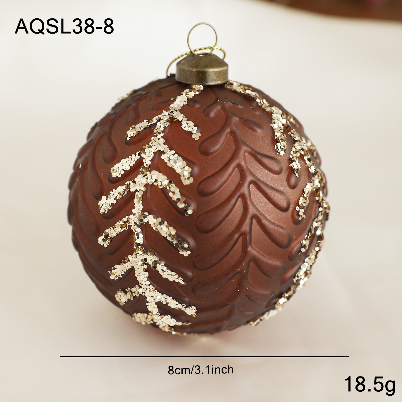 Nuevo producto 8CM bola de Navidad color café polvo oro polvo retro árbol de Navidad colgante bola decoración colgante diseño colgante