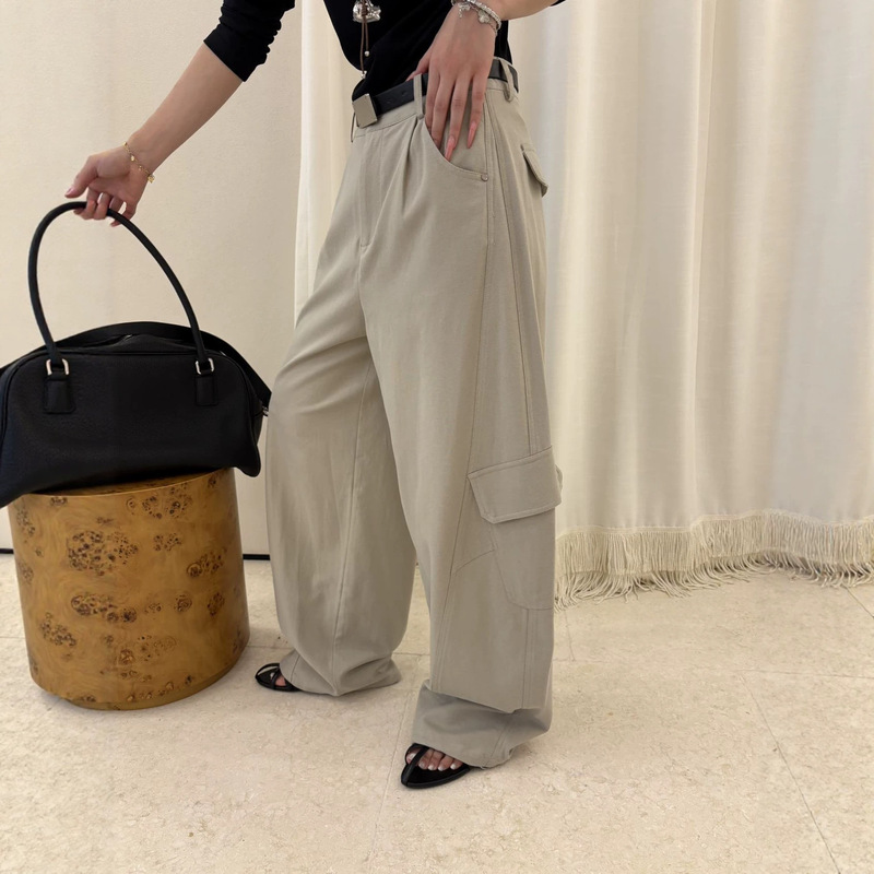 60916/47AD Home [F891025] Paper-thin, wide-leg, curved-cut pants [No returns or exchanges]