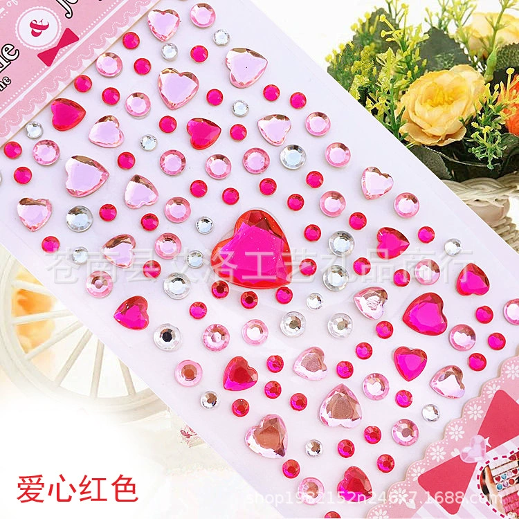 Crystal Patch Acrylic Gem Stickers, Plum Blossom & Heart Designs, 18 × 8.5 cm