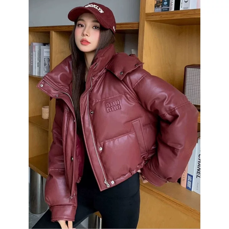 Полиуретановая короткая куртка с пухом, зимняя модная теплая джинсовка, худи