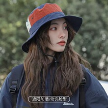 户外防晒渔夫帽女男日系透气夏季薄款速干登山帽骑车露营帽遮阳帽