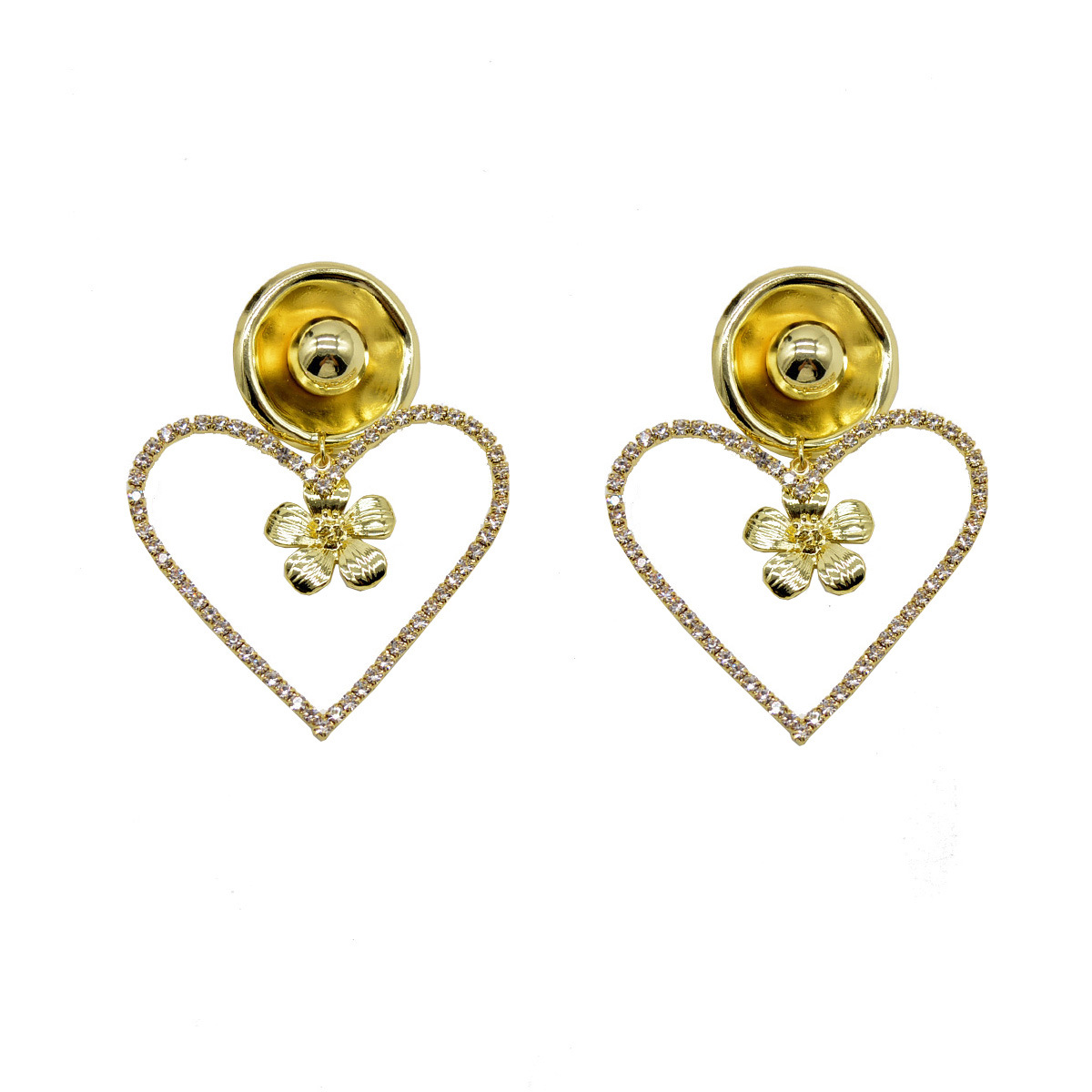 Pendientes De Gota De Corazón De Flor De Diamante De Metal De Moda Al Por Mayor Nihaojewelry display picture 6