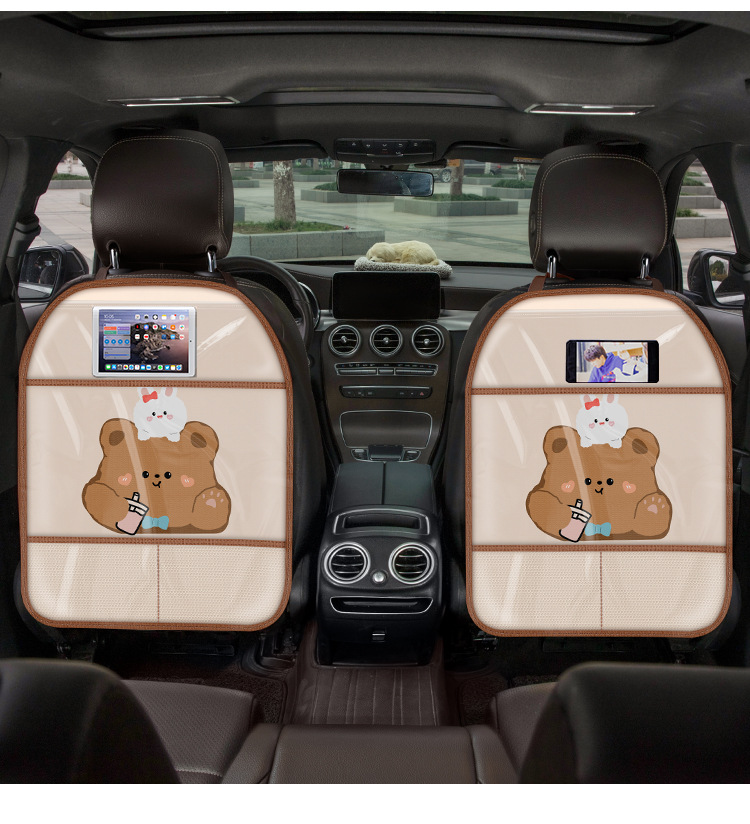 Car seat back anti-kick pad cartoon cute rear storage children's rear seat back dirty-resistant protective cover anti-wear pad