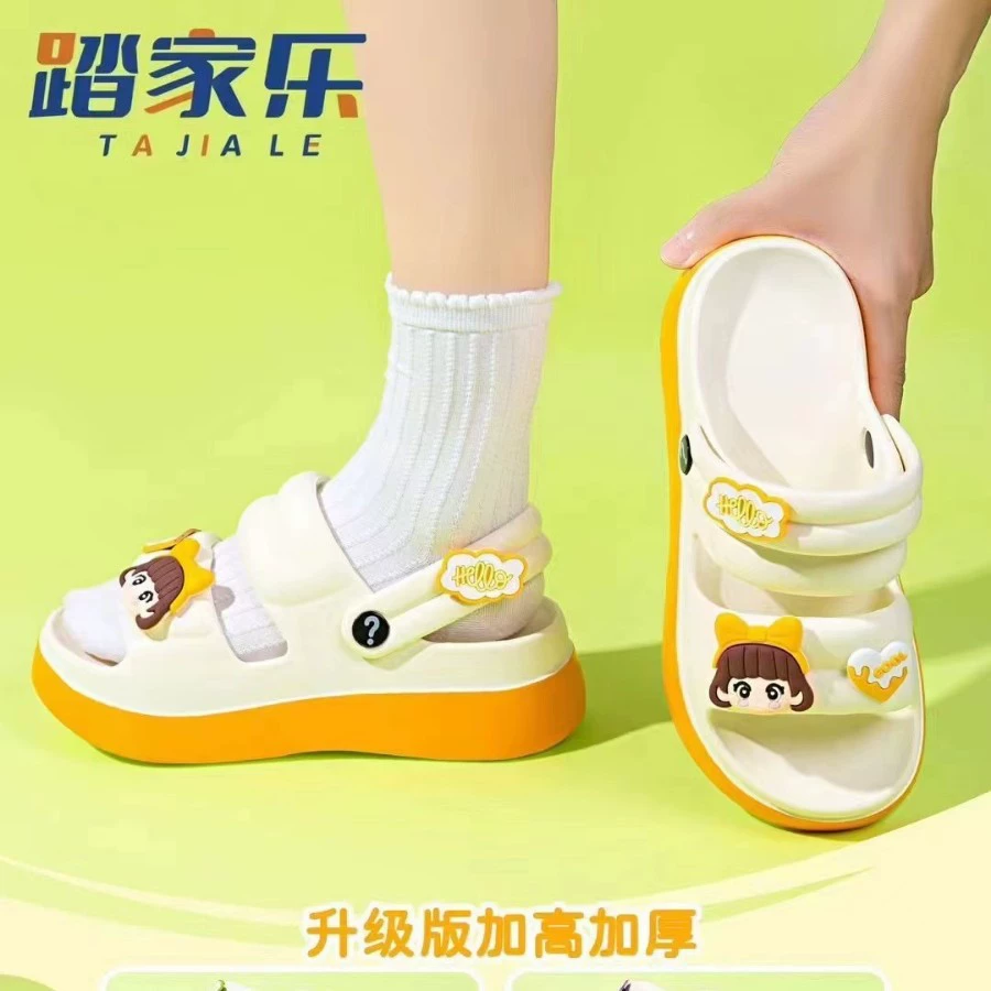 Травяные шлепанцы женские толстые подошвы летняя мода сеть красная нескользящая мягкая подошва