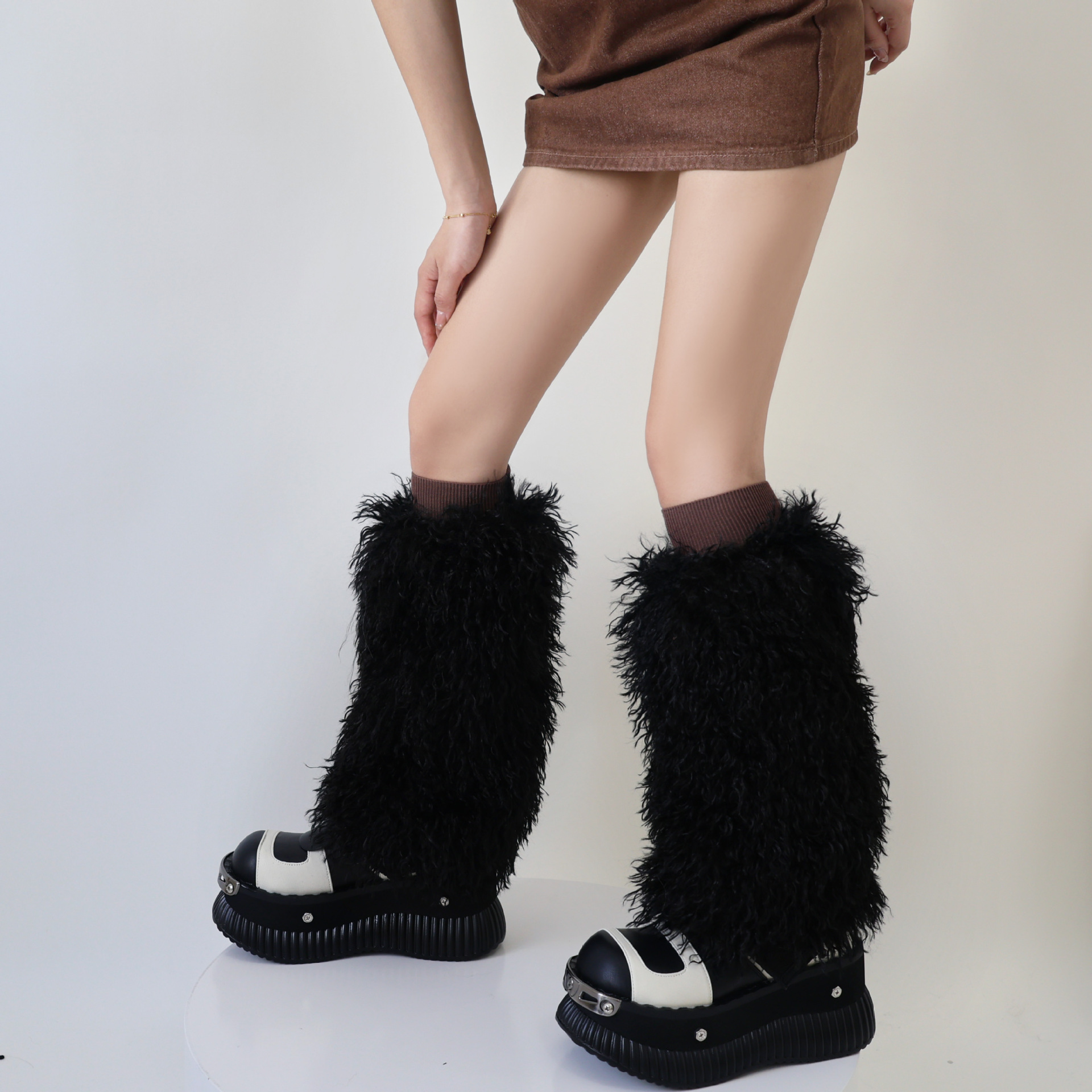 y2k Spice Girls chlupaté návleky na nohy vlněné návleky na nohy ve stylu Cybergoth Subkultura teplé návleky na lýtka_voghion.com