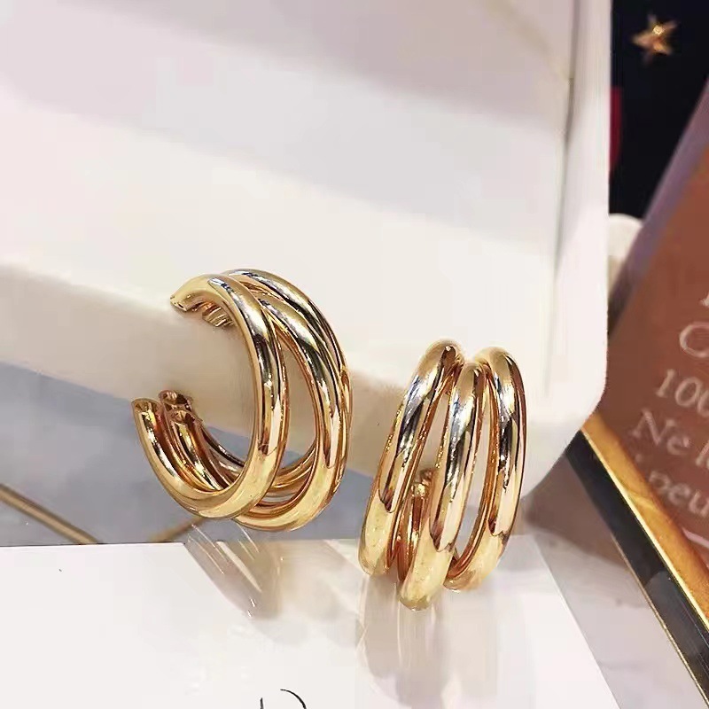 13g Weight Earrings Classification 1 Pair Quantity Holiday, Street Occasion 1 Pair Casual Streetwear Geometric Plating Titanium Steel Earrings
