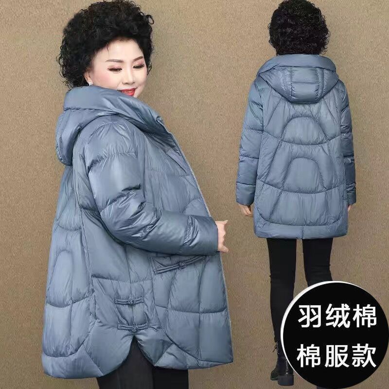 2021新款中年女冬季羽绒棉服40-50岁妈妈冬装大码中长款时尚棉衣