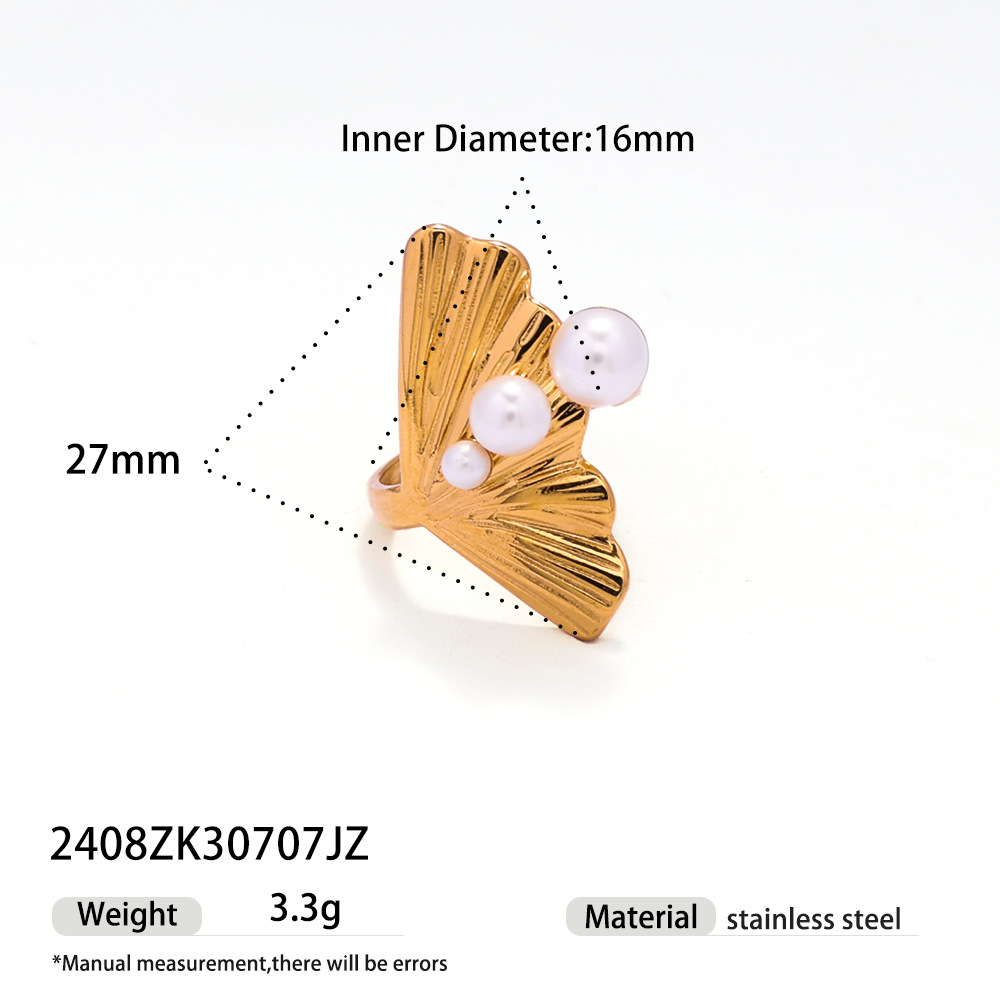 Taena Pendientes de acero inoxidable europeos y americanos Sensación simple y de alto nivel Diseño de nicho salvaje Pendientes de concha de circón Juego de anillos