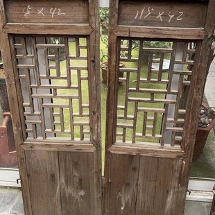 Old doors and windows, old decorative wood, old window, carved window, retro decorative log window, solid wood doors and windows