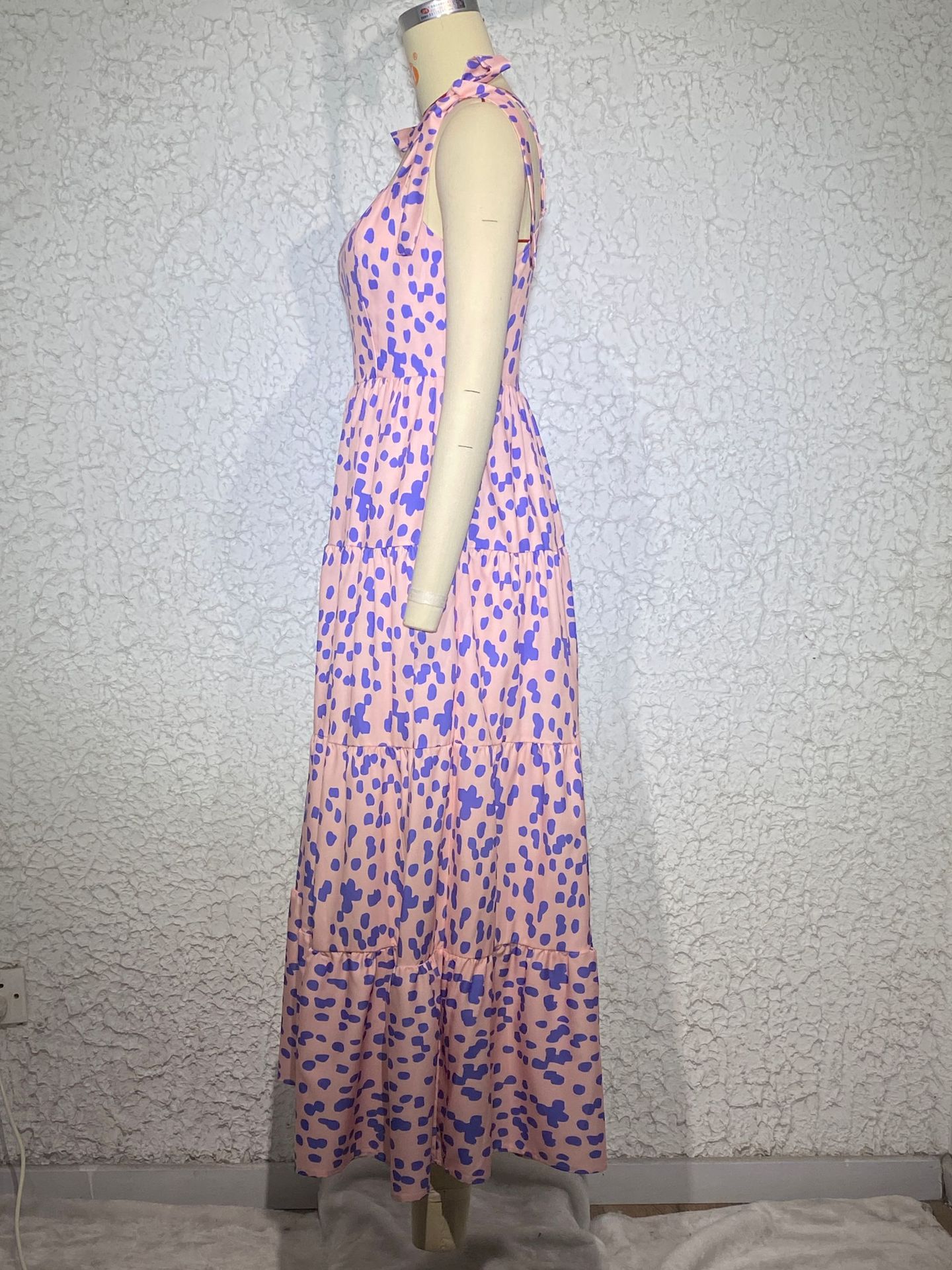 Women's A-line Skirt Fashion U Neck Printing Sleeveless Polka Dots Maxi Long Dress Daily display picture 21