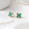 Advanced trend earrings stainless steel, does not fade, high-quality style, four-leaf clover, simple and elegant design, internet celebrity, wholesale