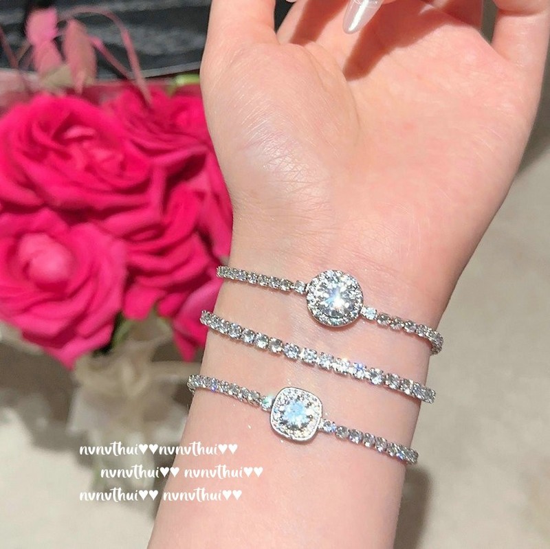 Mermaid tear gem bracelet sparkling plated 18K gold square sugar zircon flash diamond pull bracelet stacked