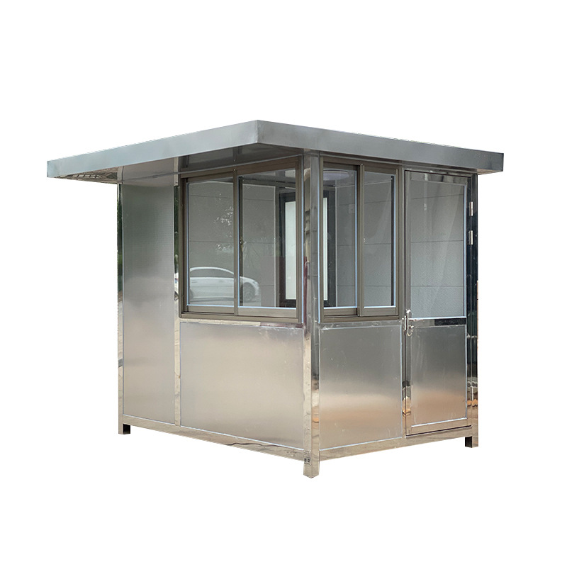 Puesto de guardia móvil, puesto de seguridad, sala de servicio terminada, puesto de guardia, estacionamiento comunitario, puesto de peaje de acero inoxidable 304 en stock