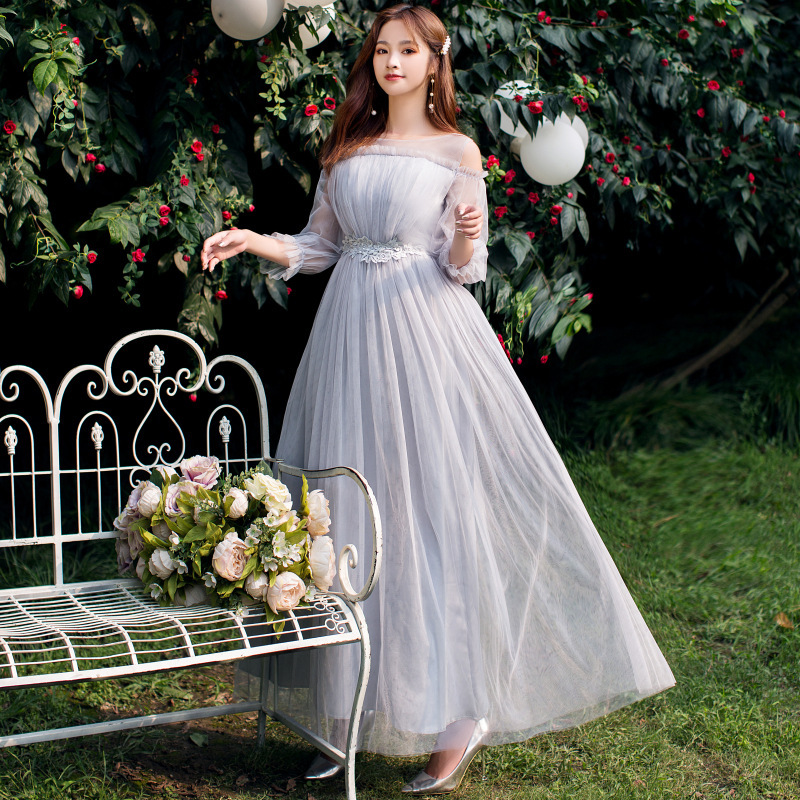 Рукава-фонарики светло-серые А