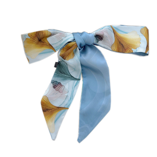 New style small silk scarf hairband for women in spring, autumn and summer, Internet celebrity thin long streamer ribbon bow headdress