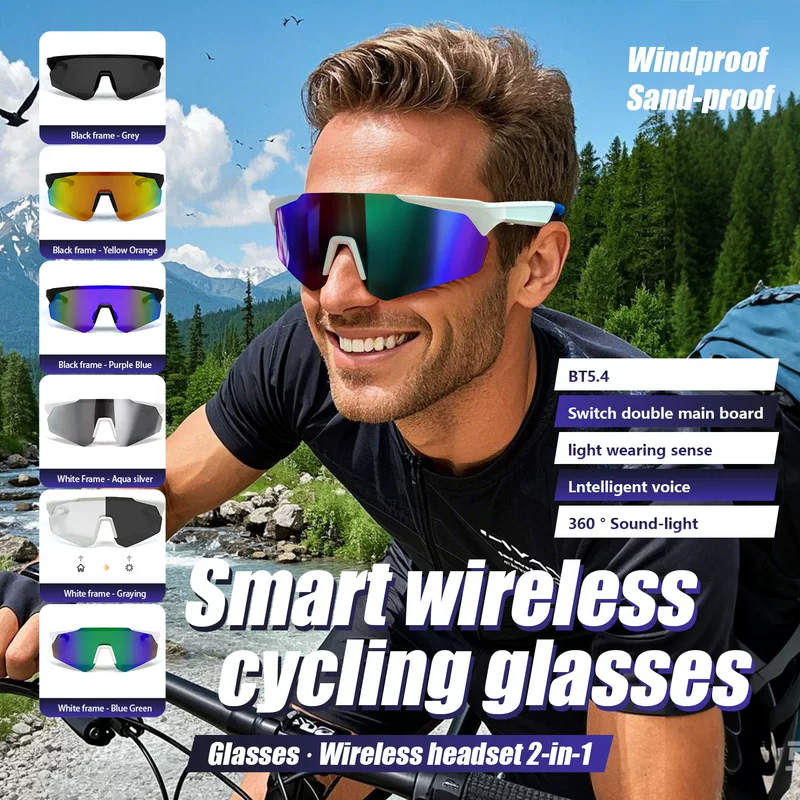 Умные аудио-очки для велоспорта, Bluetooth, защита от UV, прослушивание музыки и звонков, спортивные очки без проводов