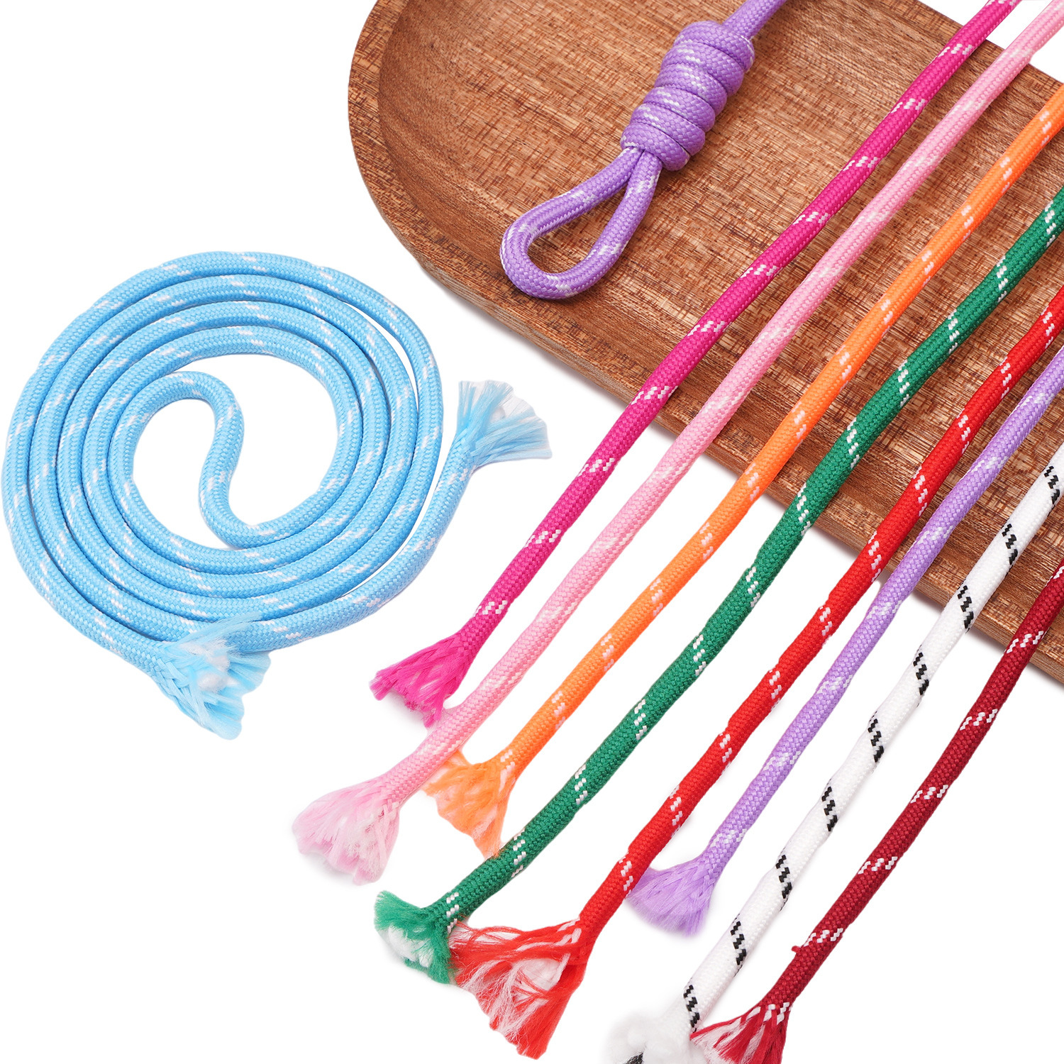 Cuerda redonda con núcleo 5mm color poliéster resistente al desgaste cuerda trenzada diy cuerda tejida hecha a mano material decorativo de llavero creativo image 5
