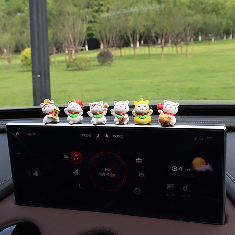 2024 nueva decoración de coche de gato lindo, pantalla de consola central del coche, artículos de decoración interior del coche femenino