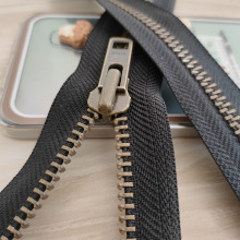 YKK8号金属开尾拉链黑色布羽绒服夹克外套多款金属色可选自锁功能