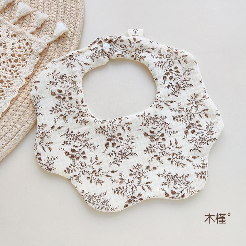 Babero de gasa de algodón de seis capas para niños, toalla para la saliva tipo cuello, babero giratorio para bebés, anti-regurgitación, protección para el vientre.