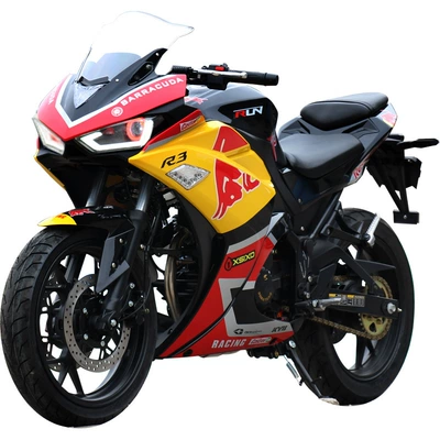Elektrikli motosikletlər — Race - red-points-yellow-r3-200cc-single-cylinder-air-cooled-engine-gps-positioning-mobile-phone-bracket-licensing-procedures