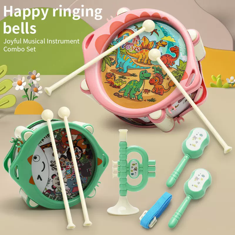 跨境早教手拍鼓婴儿手摇鼓拨浪鼓幼儿园亲子互动乐器鼓类玩具音乐