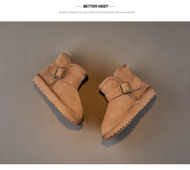 Bottes de neige pour enfants, chaussures d'hiver chaudes en coton pour garçons, bottes courtes pour filles, chaussures en coton imperméables et épaisses pour bébé_voghion.com