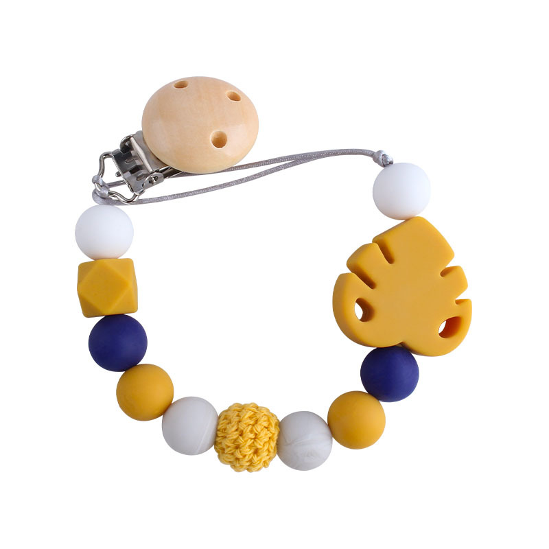 Bebé suministros DIY creativo Hemu chupete clip bebé calmante hoja de silicona molar juguete mordedor chupete cadena