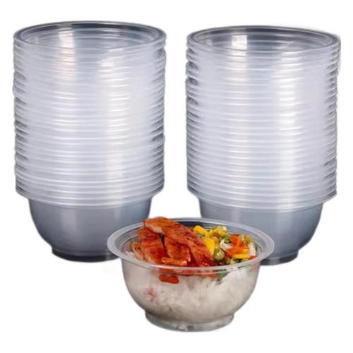 Disposable bowl food-grade household dinner bowl thick takeout packing bowl round plastic bowl soup bowl tableware commercial