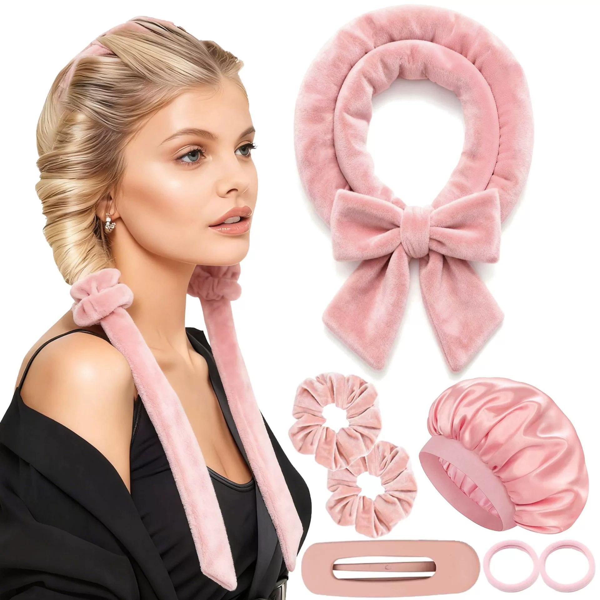 Harmless soft curly hairgrip with bow, (Cross-border trading), no hair damage, high-quality style