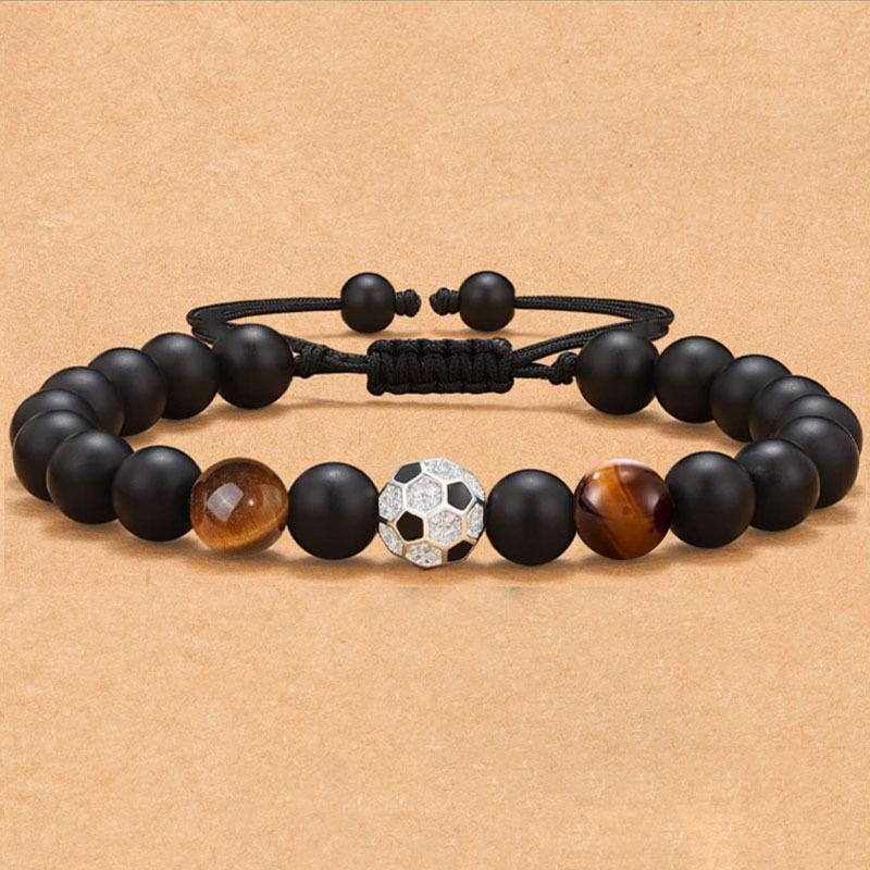 Obsidian Matte Braided Beaded Bracelet Men Tiger Eye Volcanic_voghion.com