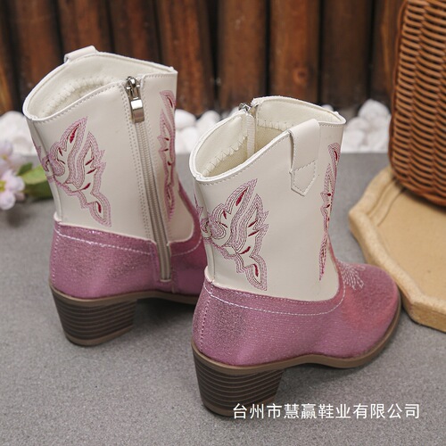 Children's Winter Princess Girl Boots, Insulated and Felted, Western Style New Long Boots with Embroidery