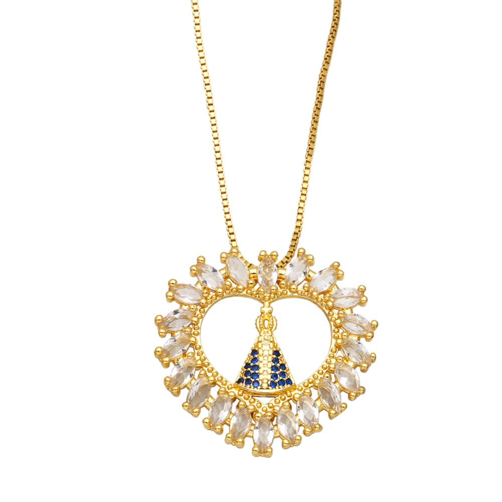 Fashion Cross Copper Pendant Necklace Inlay Zircon Copper Necklaces